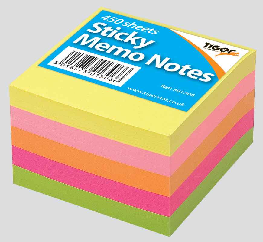 Tiger Neon Block 3x3 Inch Sticky Notes (301306)