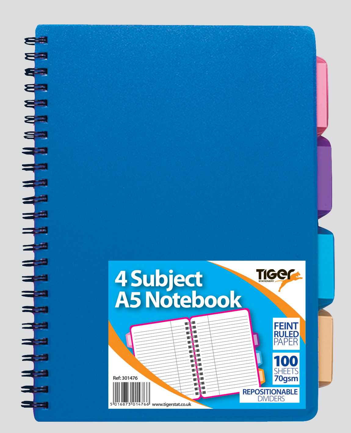 Tiger A5 4 Subject Notebook PP - 100 Sheet