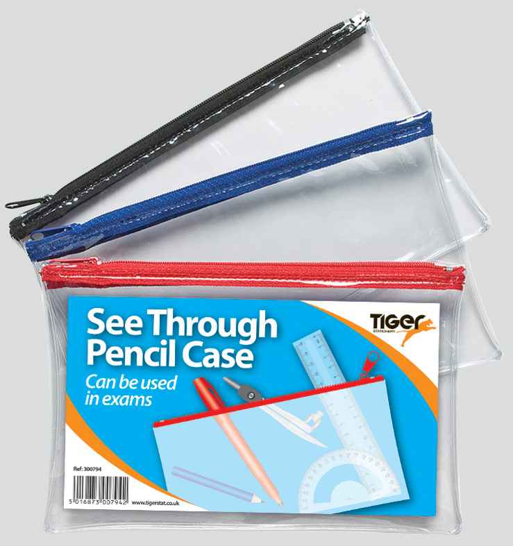 Tiger Clear Exam Pencil Case 8x5in