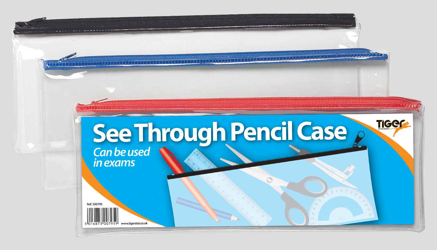 Tiger Clear Exam Pencil Case 13x5in