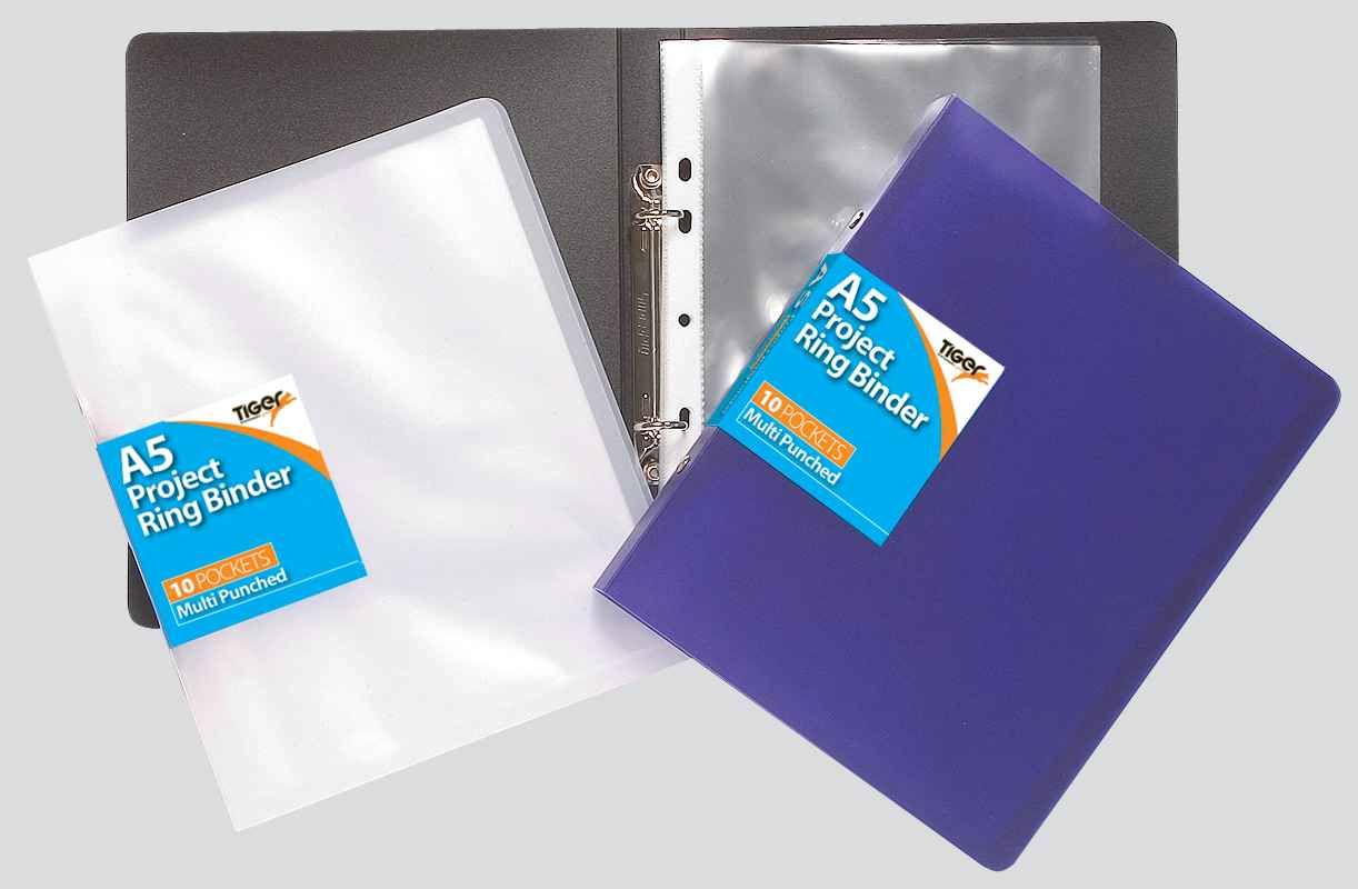 Tiger Solid Colours Ringbinder - 10 Free Punched Pockets