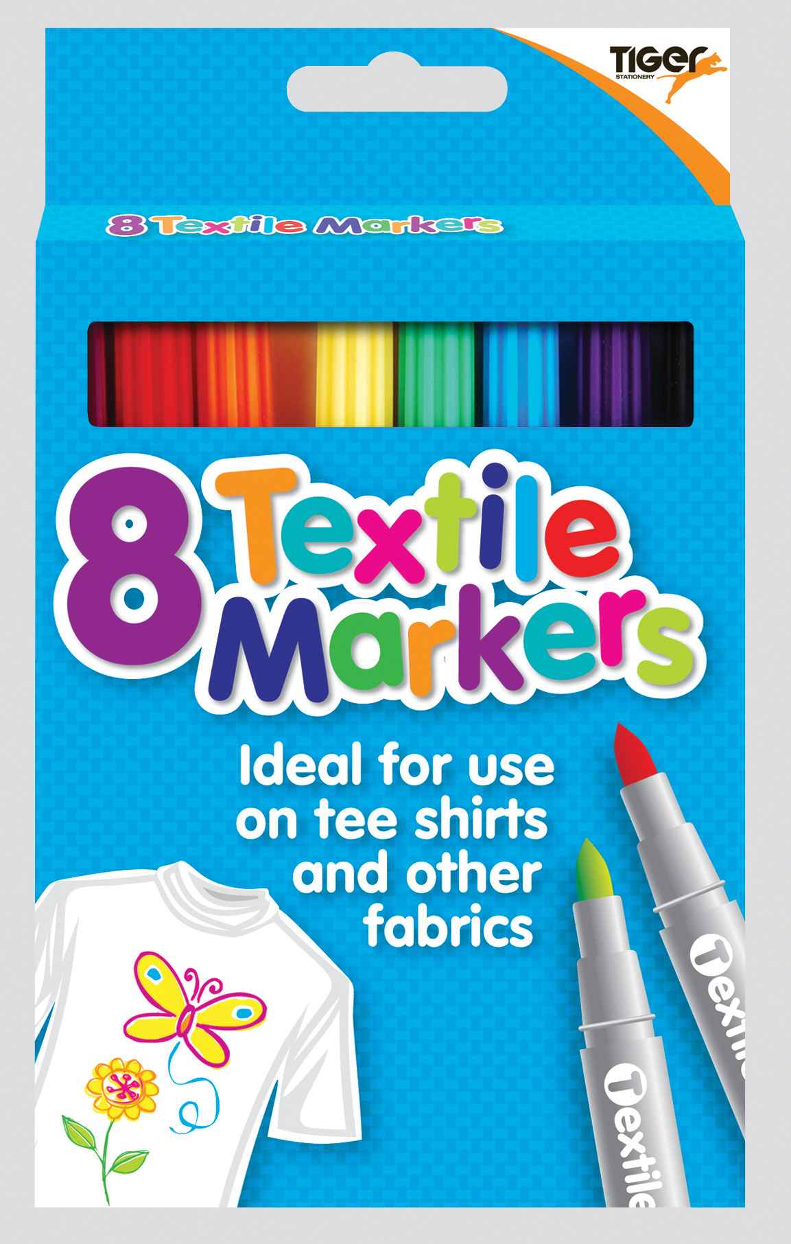 Tiger Fabric Markers Pk8