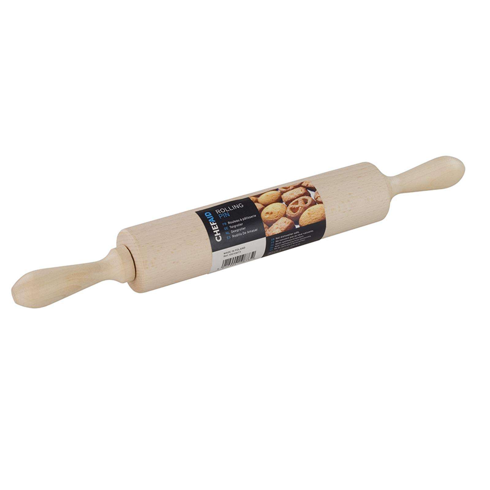 Chef Aid Beechwood Revolving 40cm long Rolling Pin with 9cm Handles