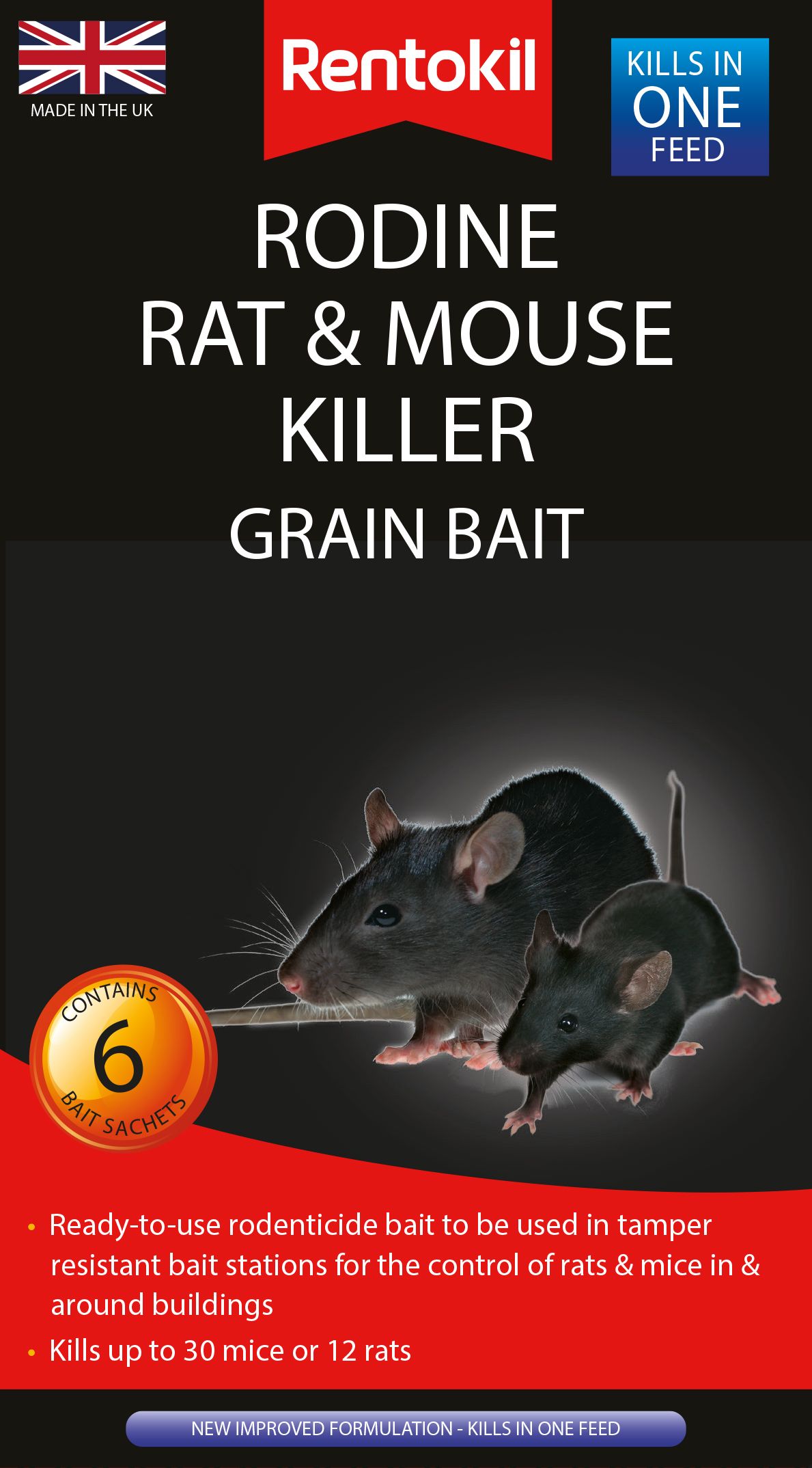 Rentikil Rat & Mouse Rodine Grain Bait 6 Sachet