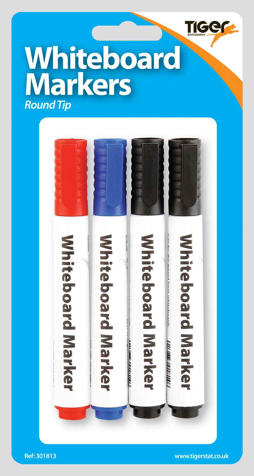 Tiger Large Whiteboard Markers Blister Pack 4