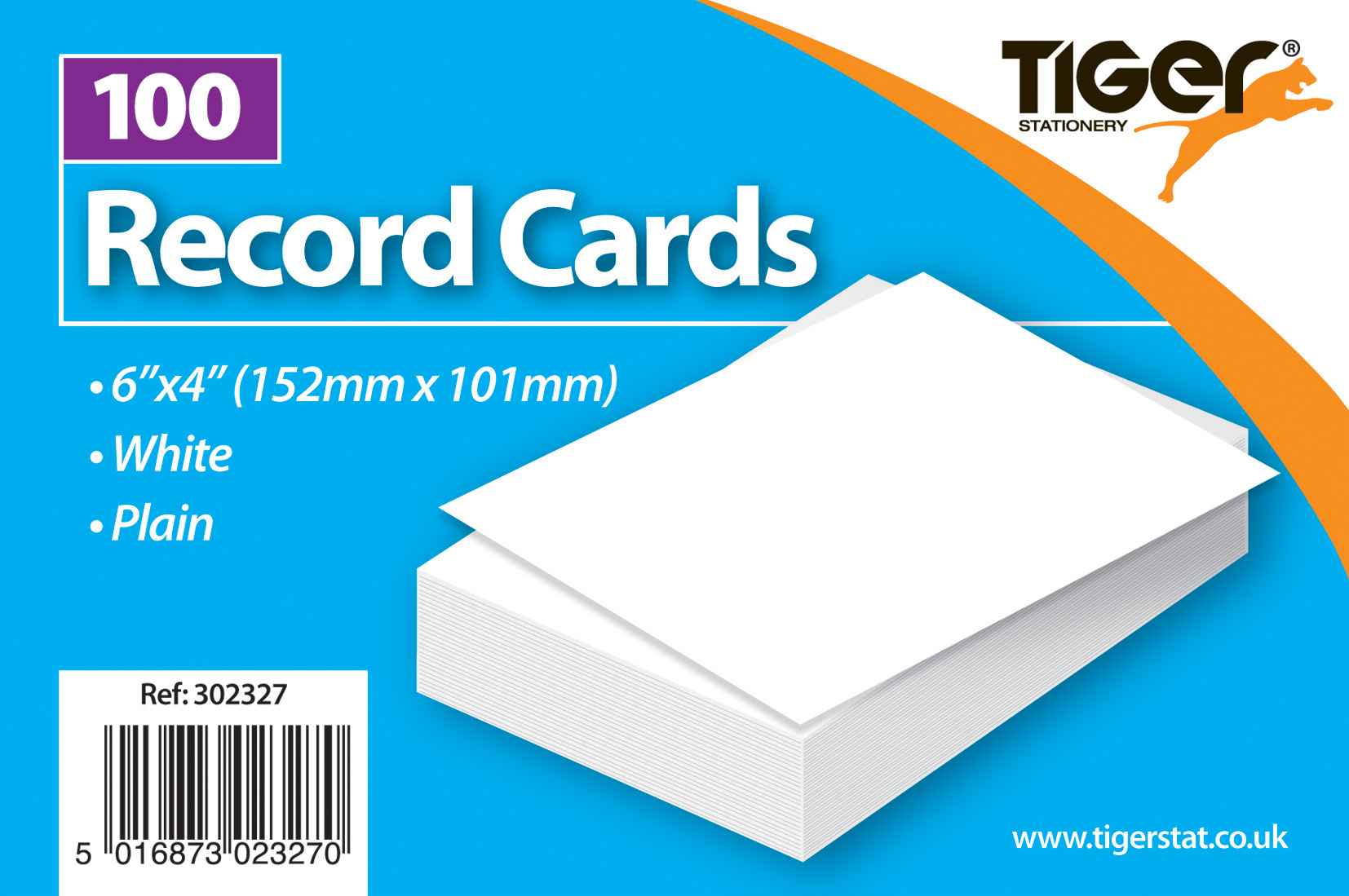 Tiger 100 6 X 4 RECORD CARDS PLAIN WHITE