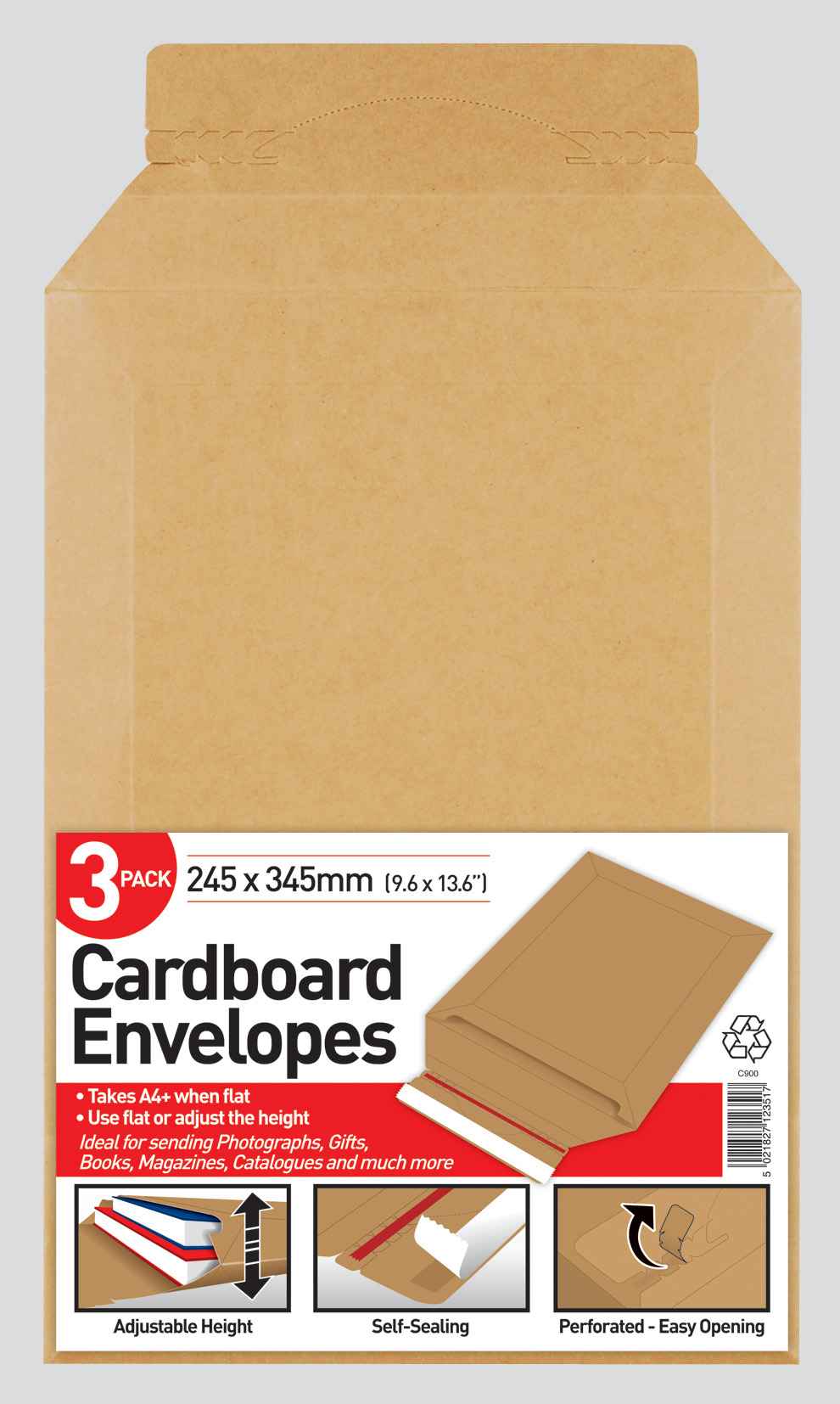 Cardboard Envelopes 245 x 345mm Pack of 3
