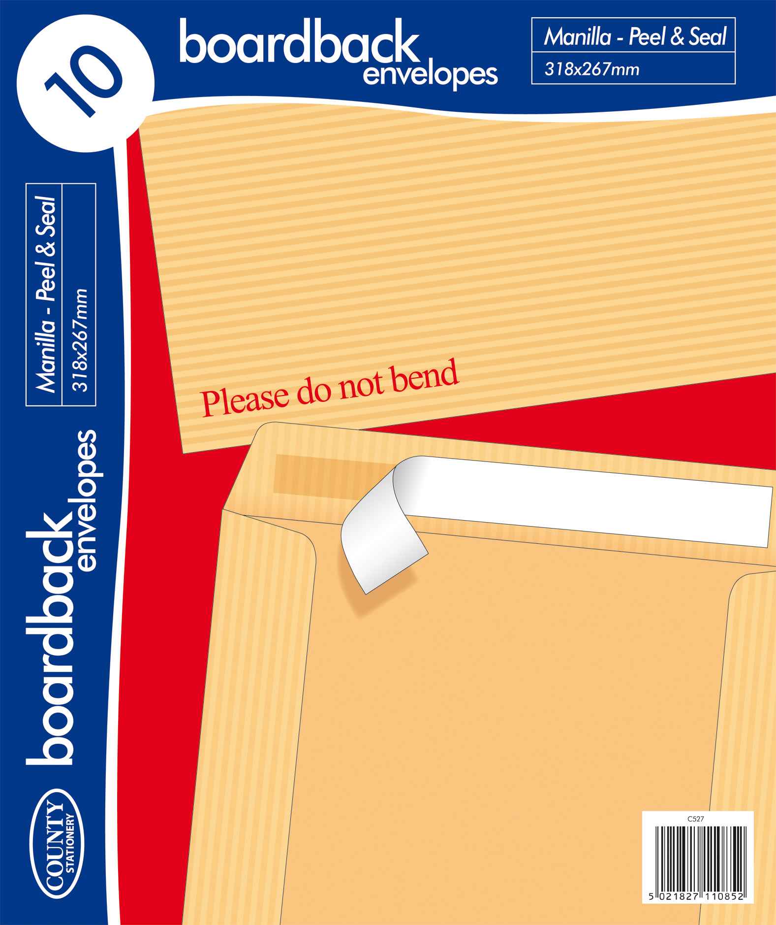 Manilla Boardback Envelopes 318 x 267mm 10's