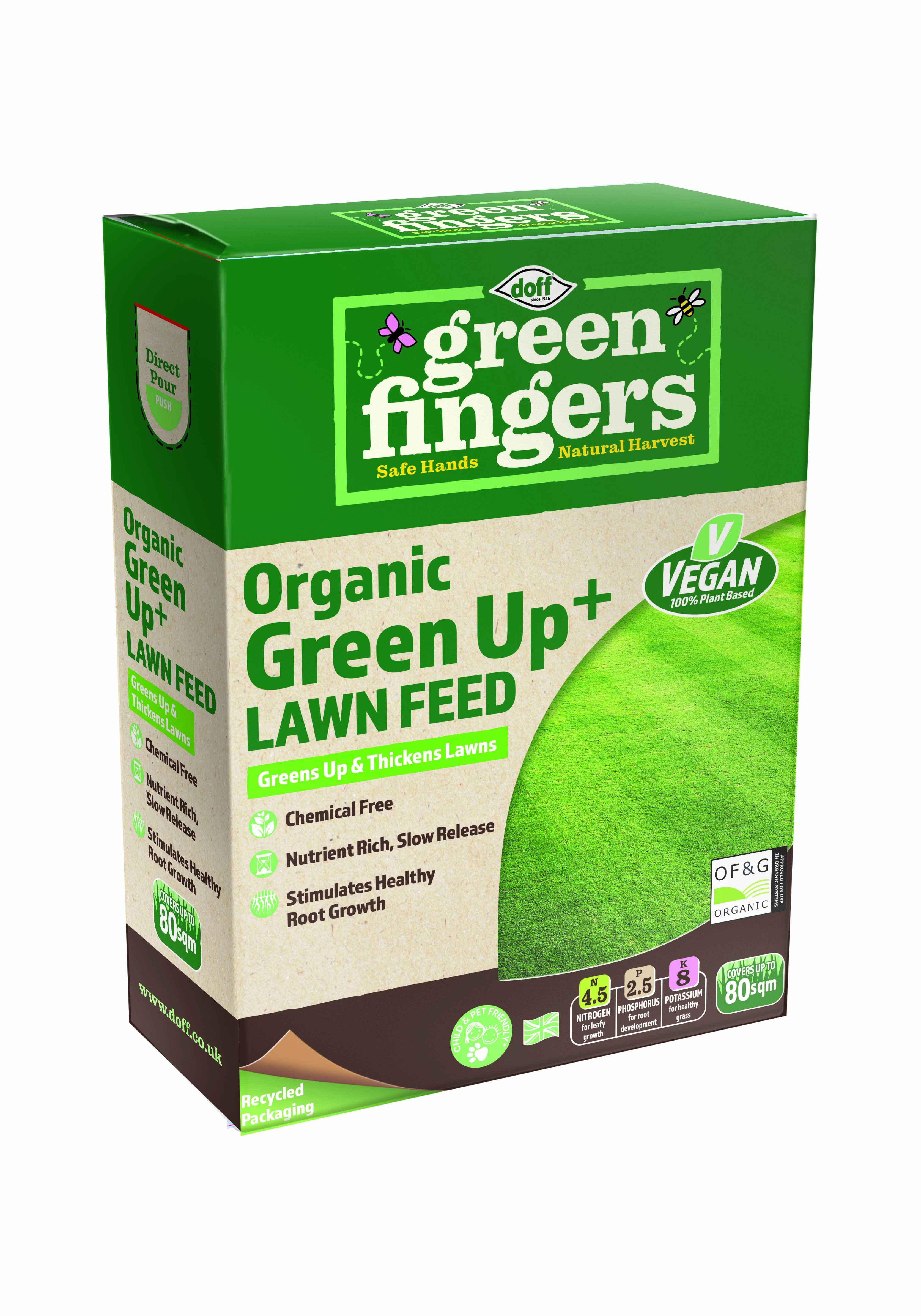 DOFF  Greenfingers Organic Green Up Lawn Feed - 80sqm 2kg