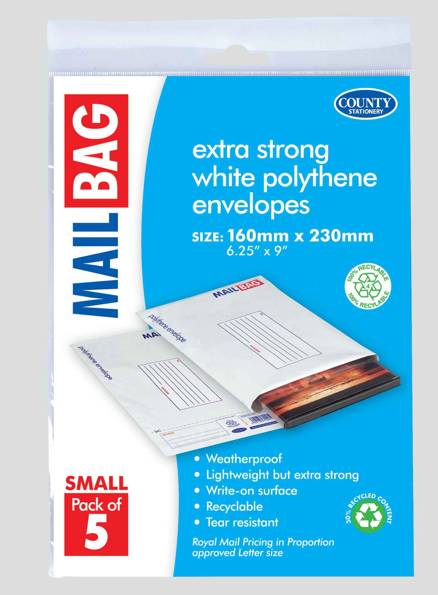Polythene Small Mail Bags PK 5