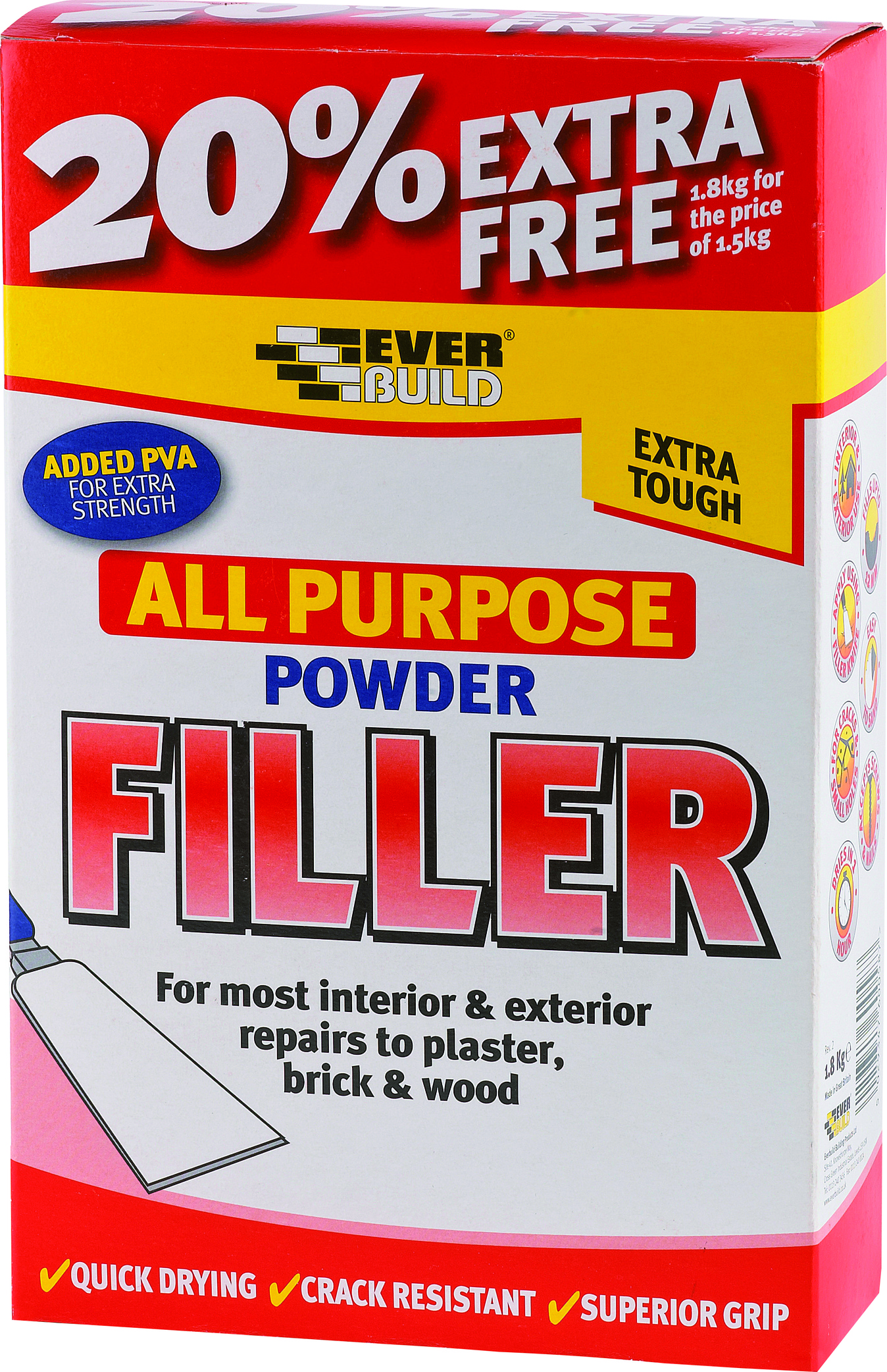 Everbuild All Purpose Powder Filler With 20% Free 1.5kg