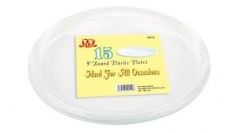 15pc 9'' Round Plastic Plates