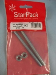 Star Pack Set Screw Full Thread Ht & Nut Bzp M8x100 Grd 8.8(72238)