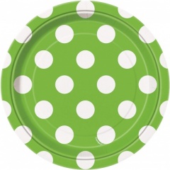 Lime Green Decorative Dots 7'' Plates Pk8