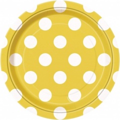 Sunflower Yellow Decorative Dots 7'' Plates Pk8