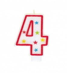 Number 4 Glitter Birthday Candle with Happy Birthday Decoration