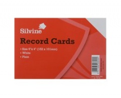 Silvine 6 X 4 Record Cards - White Plain (764)