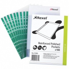 Rexel Reinforced Polished Pockets Pk100