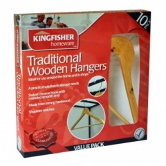 Kingfisher 10 Pack Wooden Clothes Coat Hangers [HANGW]  XXXX