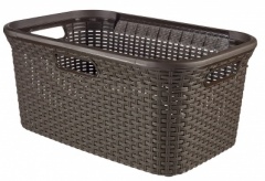 Curver Rattan Rectangle Laundry Basket - 45L   Dark Brown  XXXX