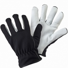 Lined Dual Leather Black Gloves (B6320)