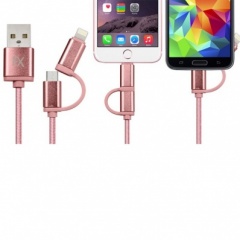FX Powabud USB Data Cable 2 In 1 Rose Gold