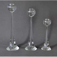 Claus Glass Candlestick 16.4cm - Silver