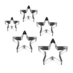 Set 5 Stainless Steel Star Cookie Cutters