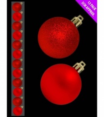12 3CM APX BAUBLES RED