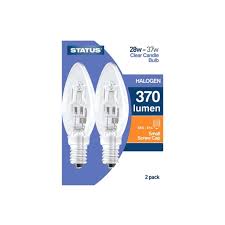 Status 28w = 37w - Halogen - Candle - SES - Clear - 2 pk - Blister Card