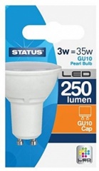 Status 3w = 35w = 250 Lumens - LED - GU10 - 100 - PA - Pearl - Warm White - 1 pk box