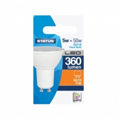 Status 5w = 50w = 360 Lumens - LED - GU10 - PA - Pearl - Warm White - 1 pk box