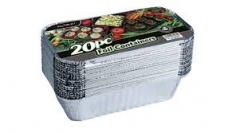 20pc Foil Containers with Lids (Approx 200mm x 110mm x 51mm)
