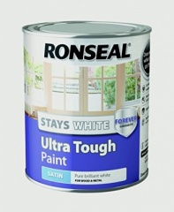 Ronseal Stays White Ultra Tough Trim Paint White Satin 750ml
