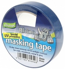 25mm x 25 m  Rhino UV Protection Blue Masking Tape