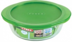 Pyrex Glass Cook & Store -Round Dish with Plastic Lid 26cm/2.3l