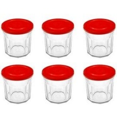 Luminarc Red Top Jam Jar 0.5l With Lid, pack of 6
