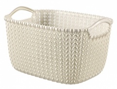 Curver Knit Rectangular Basket -  8L, Small Oasis White