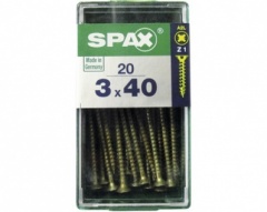 SPAX 3.0MM FLAT COUNTERSUNK POZI YELLOW IN RETAIL PACK 3.0 X 40MM  20PCS