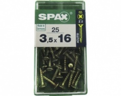 SPAX 3.5MM FLAT COUNTERSUNK POZI YELLOW IN RETAIL PACK 3.5 X 16MM 25PCS