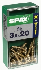 SPAX 3.5MM FLAT COUNTERSUNK POZI YELLOW IN RETAIL PACK 3.5 X 20MM 25PCS