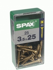 SPAX 3.5MM FLAT COUNTERSUNK POZI YELLOW IN RETAIL PACK 3.5 X 25MM 25PCS