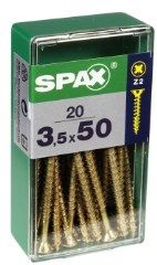 SPAX 3.5MM FLAT COUNTERSUNK POZI YELLOW IN RETAIL PACK 3.5 X 50MM 20PCS