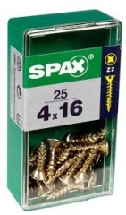 SPAX 4.0MM FLAT COUNTERSUNK POZI YELLOW IN RETAIL PACK 4.0 X 16MM 25PCS