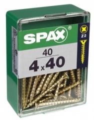 SPAX 4.0MM FLAT COUNTERSUNK POZI YELLOW IN RETAIL PACK 4.0 X 40MM 40PCS