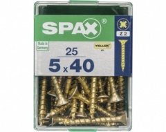 SPAX 5.0MM FLAT COUNTERSUNK POZI YELLOW IN RETAIL PACK 5.0 X 40MM 25PCS
