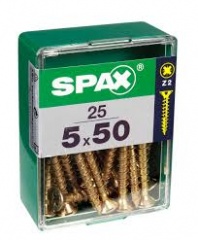 SPAX 5.0MM FLAT COUNTERSUNK POZI YELLOW IN RETAIL PACK 5.0 X 50MM 25PCS