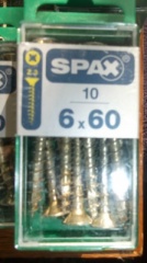 SPAX 6.0MM FLAT COUNTERSUNK POZI YELLOW IN RETAIL PACK 6.0 X 60MM 10PCS