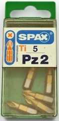 Spax Driver Bits - Retail Packs  RP BIT PZ2 25MM TITANIUM Pk5
