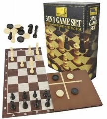 3-In-1 Chess  Checkers & Tic Tac Toe Game Set In Cbx